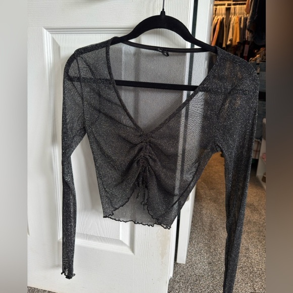 Urban outfitters out from under black sparkle sheer top size small - Picture 1 of 3